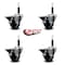 Service Caster 3'' Soft Rubber Swivel 3/4'' Expanding Stem Caster Set with Brake, 4PK SCC-EX20S314-SRS-PLB-34-4 - alternate 2